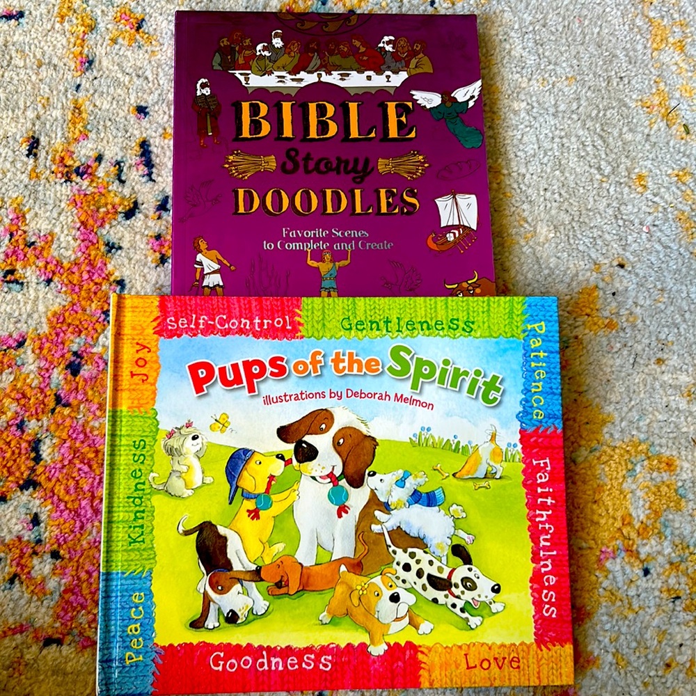 NEW 2 Bible Kids Books: Story Doodles and Pups of the Spirit